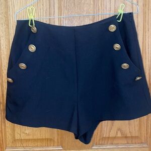 Sailor inspired shorts • flat front with gold button accents